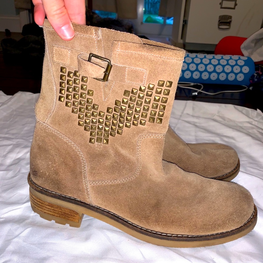 Tan Genuine leather heeled booties